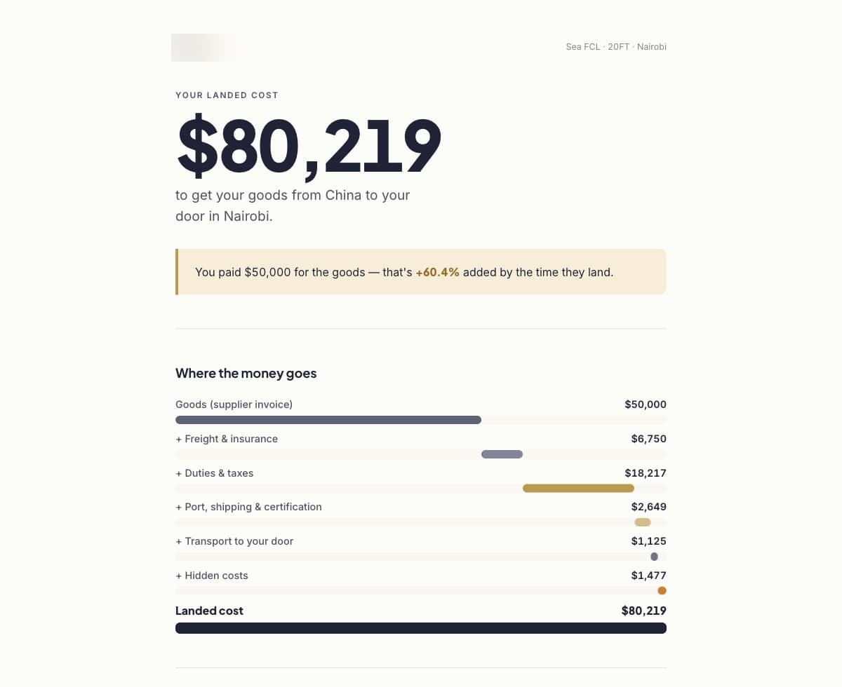 Landed Cost Estimator — screenshot 1